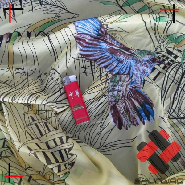 polyester kain baju kurung chiffon velvet fabric with bird pattern printing